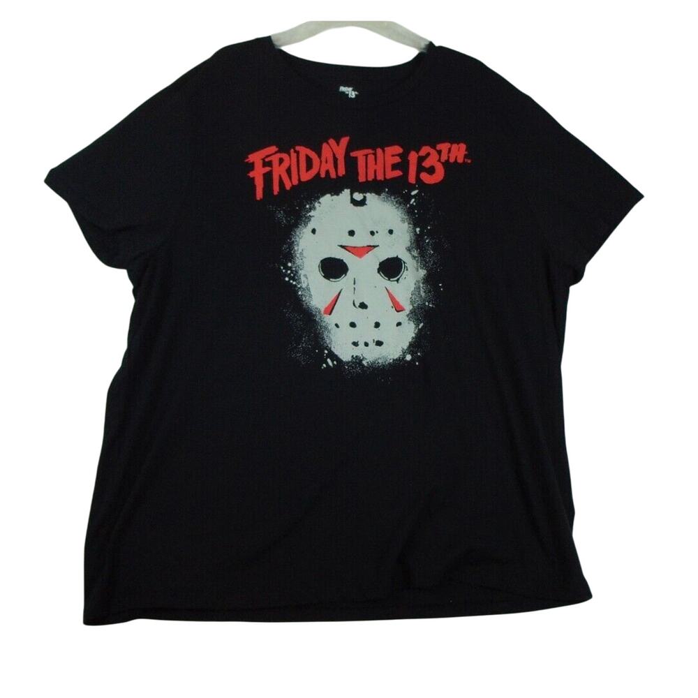 Friday the 13th T-Shirt Men's Black Jason Mask Tee 3XL Short Sleeve